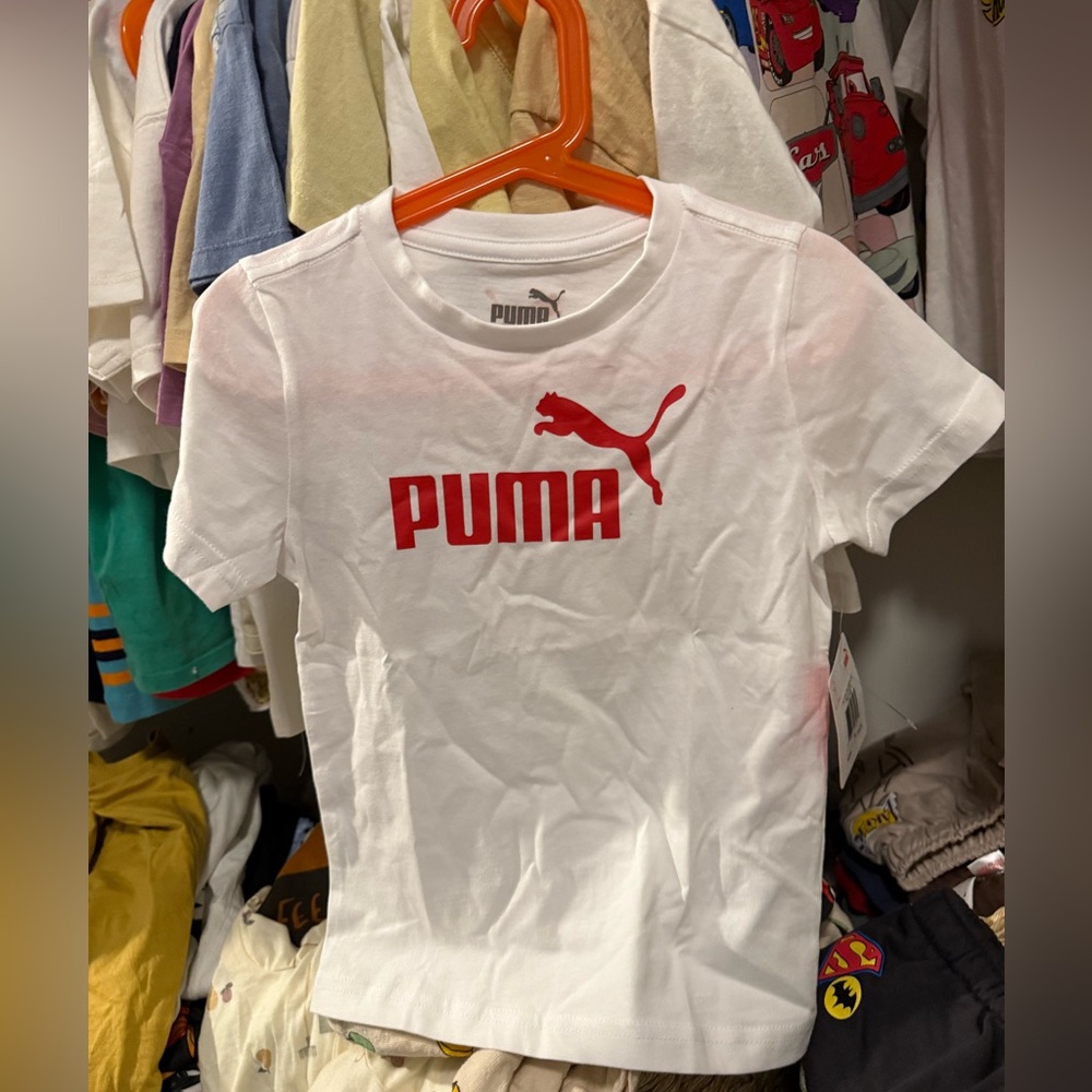 Puma Kids White Tee with Red Logo boys 4t